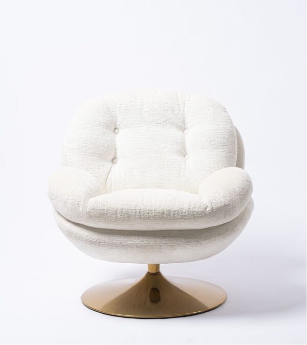 Fauteuil Memento Blanc Pied Gold 3